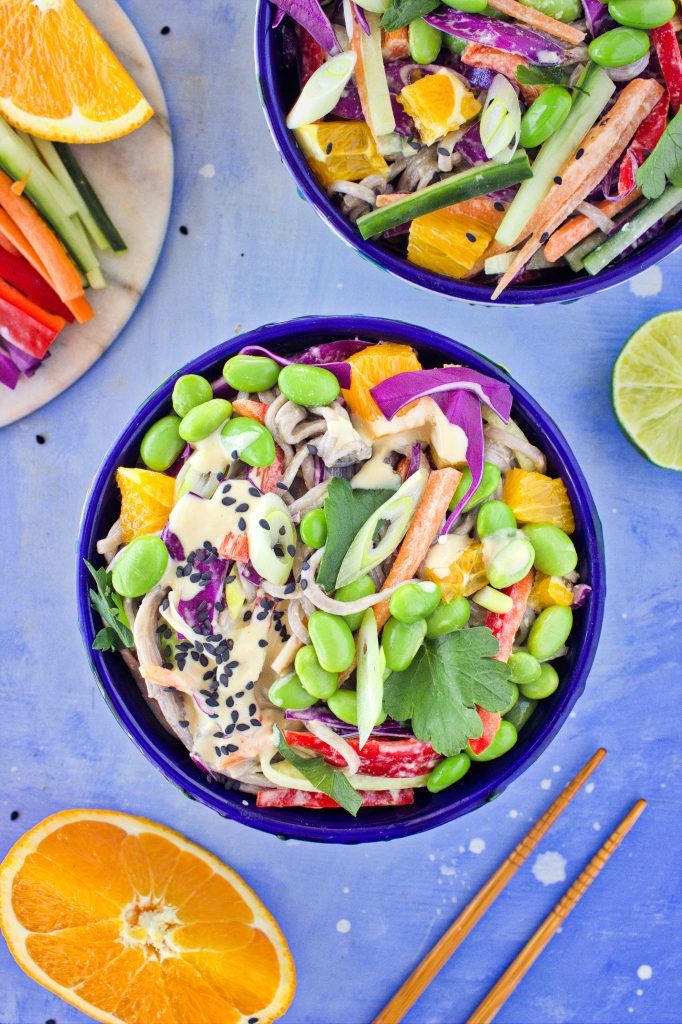 Chopped Soba Noodle Salad with Sesame Orange Tahini Dressing (GF + Nut ...